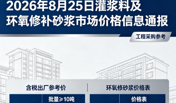余杭2026年8月25日灌浆料及环氧修补砂浆市场价格信息通报